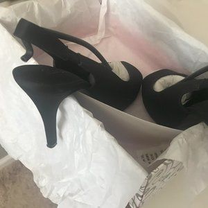 Lulu Townsend - Black Satin Sling Shoe